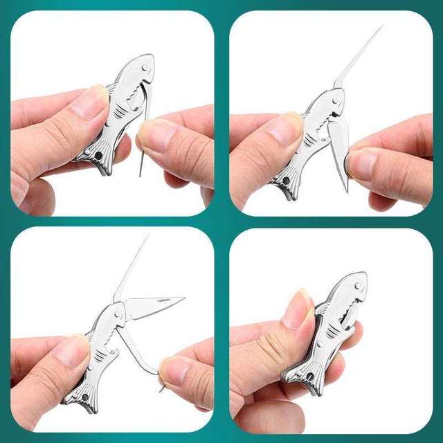 Small Goldfish Toothpick Stainless Steel Small Shark Knife Portable Travel Toothpick Metal Bottle Opening Multi-Functional Tooth Buckle Artifact