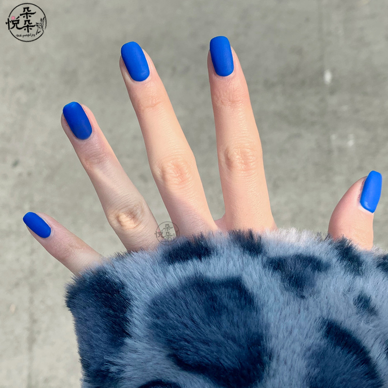Wearable Nail New Klein Blue Nail Stickers Whitening High-End Blue Matte Gradient Solid Color Minimalist Wearable Nail New Klein Blue Nail Stickers Whitening High-End Blue Matte Gradient Solid Color Minimalist