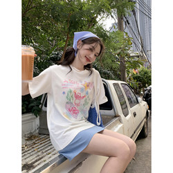 Hello Canon Original Colorful Panda Print Long Short Sleeve T-Shirt Women's Spring New Loose Small Shoulder Top