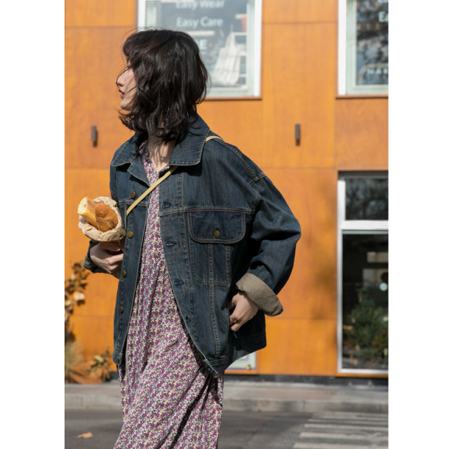 Hello Canon Denim Jacket Women's 2024 Spring New Korean Style Loose Retro Hong Kong Style All-Match Work Jacket