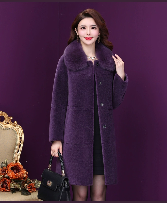 Xiangnifen lông phụ nữ 2019 mùa đông mới ấm áp lông cáo cổ áo hạt cashmere dày tính khí áo khoác trung niên - Faux Fur