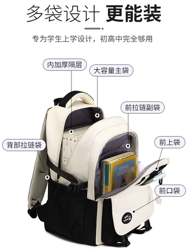 Вместительный и большой школьный рюкзак со сниженной нагрузкой, сумка через плечо, защита позвоночника, для средней школы