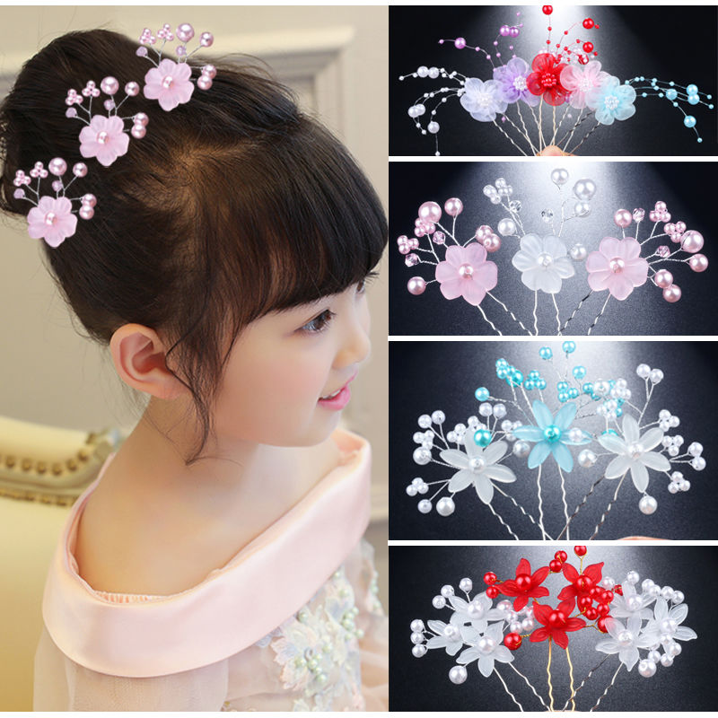 Girls and children's hairpin hairpin headdress handmade U-clip braided hair accessories hairpin princess hairpin small black chuck flower