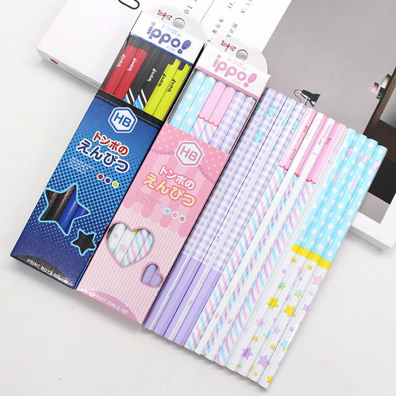 Suit Japan TOMBOW dragonfly IPPO elementary school students with hexagonal rod wood HB pencil 2B more black than stationery wooden pole