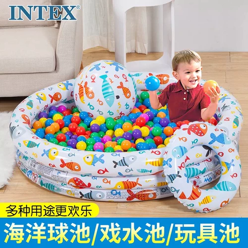 Intex, детский морской надувной бассейн с шариками, детское ограждение, игрушка, 2 лет