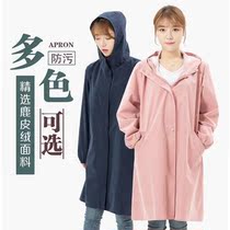 Hood clothes adult waterproof and greaseproof male and female Kitchen Autumn Hood Shirt Cuff Jacket Apron Zip With Cap Workwear Print