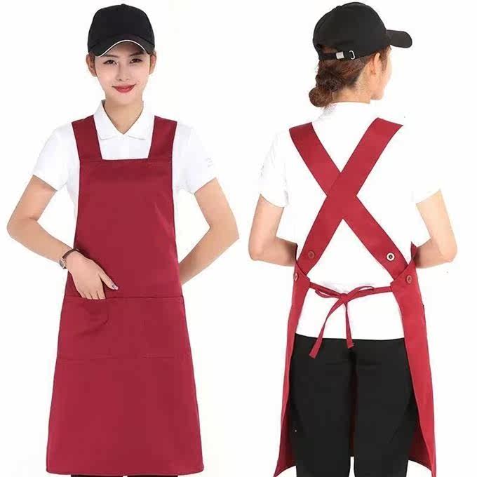Widening and lengthening shoulder strap apron custom logo printing kitchen clothing women's custom-made home kitchen restaurant apron men