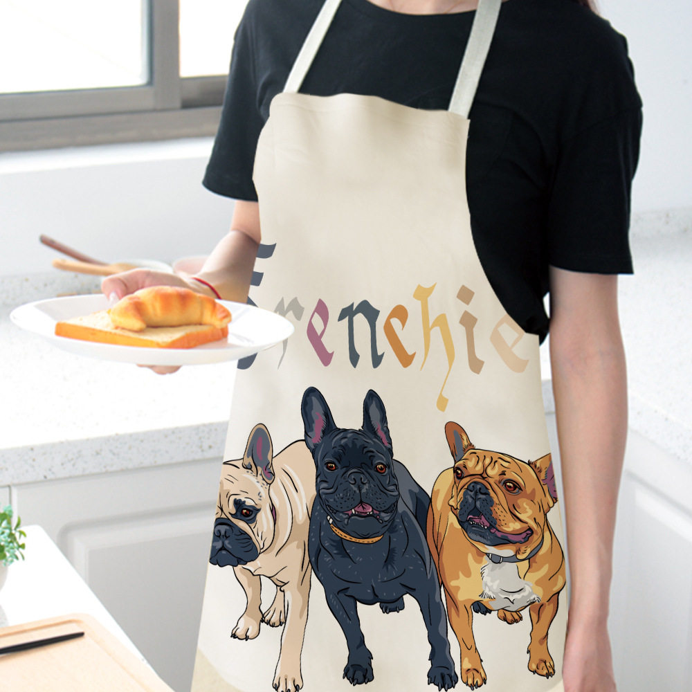 Home kitchen cotton linen creativity European and American cartoon cute dog apron anti-fouling cleaning hanging neck sleeveless minimalist around