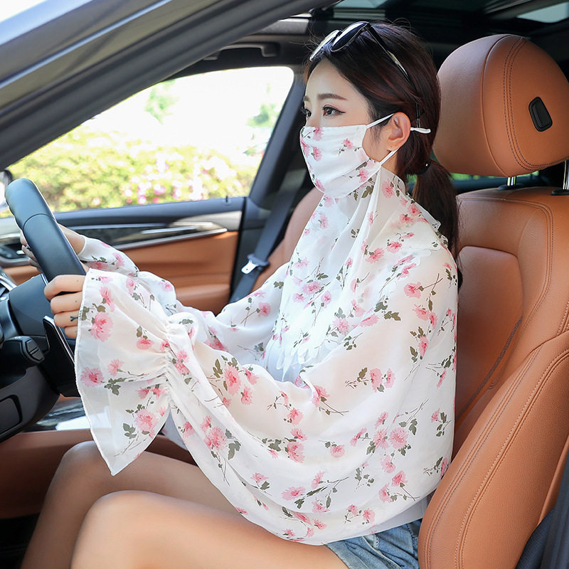 Clear Barn Summer Sun Shade Printed Snow Spinning Mask Sunscreen Sunscreen Cape White Driving Bicycling Sunscreen Sunscreen Foreign Pie