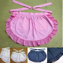 White cotton home lace half-length apron European ruffle kitchen half apron fat sister half