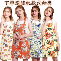 Cotton canvas adult Garden Kitchen fashion Korean apron floral home hanging neck sleeveless female apron