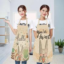 Fashion Cartoon Cotton Linen Home Apron Nordic Wind Adult Kitchen Attendant Working Bib Gift for men and women