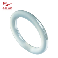 Live broadcast special shooting spring breeze stone edge natural primary color collection round bar/fine green ice floating chalcedony bracelet ice transparent agate