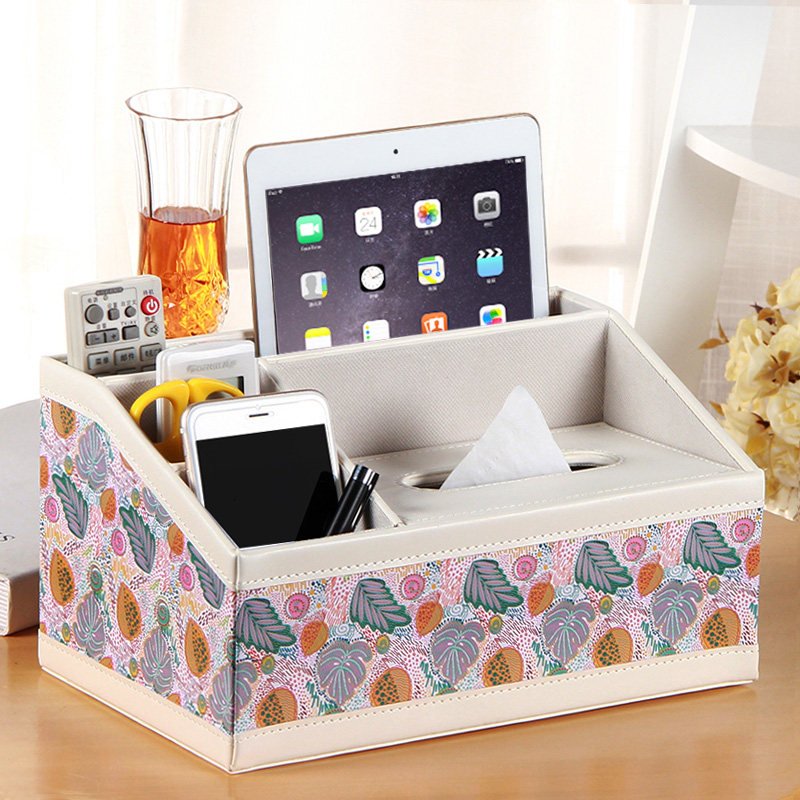 Household multi-function tissue box Living room toilet paper box Napkin pumping box Coffee table remote control storage box Creative and simple