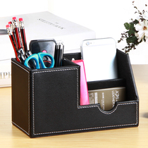 Leather office desktop large pen holder creative fashion personality retro ornaments Student multi-function storage box customization