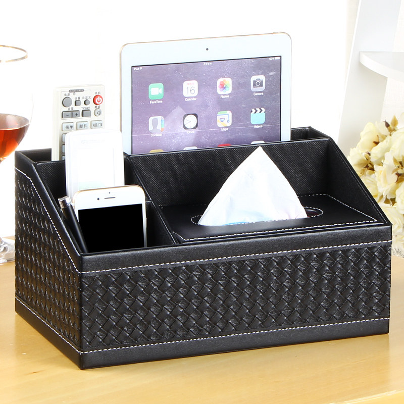 Cartoon cute bedroom tissue storage box leather living room toilet paper box Napkin box Remote control board shelf