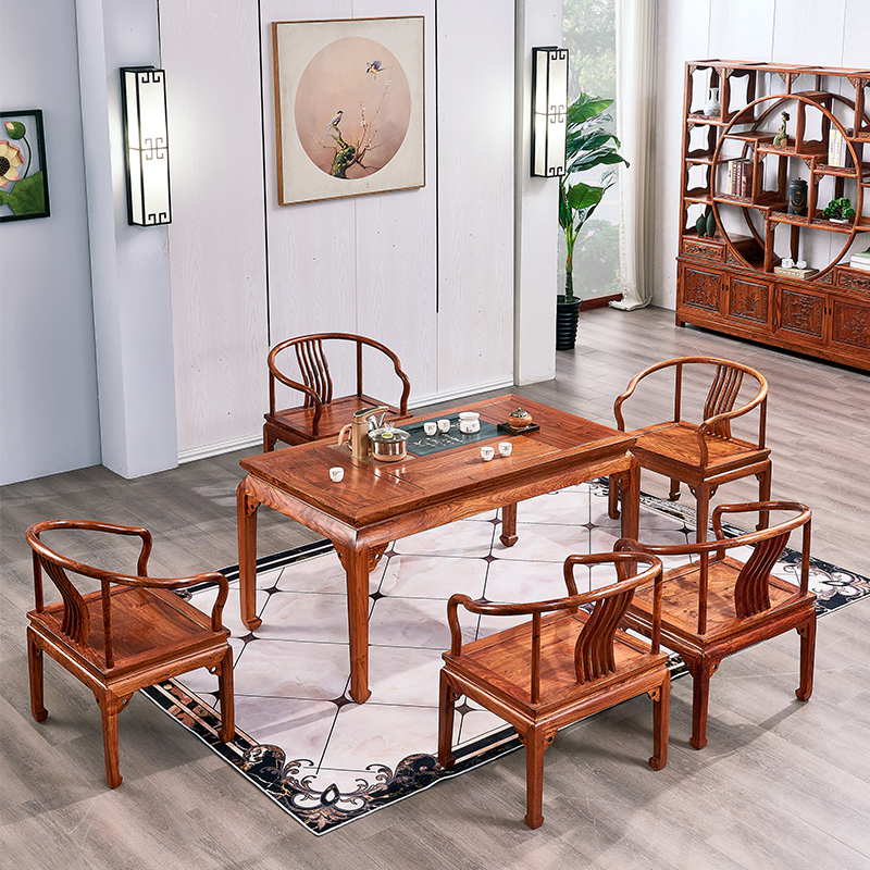Redwood furniture hedgehogany tea table and chair tea table and chair office log new Chinese dry tea table tea table