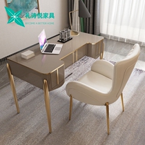 Italian light luxury wind dresser Modern simple desk Stainless steel paint writing desk Nordic bedroom makeup table