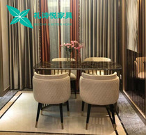 American simple reception negotiation table and chair combination Modern fashion creative flannel chair Nordic fabric leisure book chair