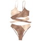2023 European and American New Style Color-Blocked Cross-Strap High-Waisted Bikini Sexy Swimsuit Color-Blocked Swimwear Bikini