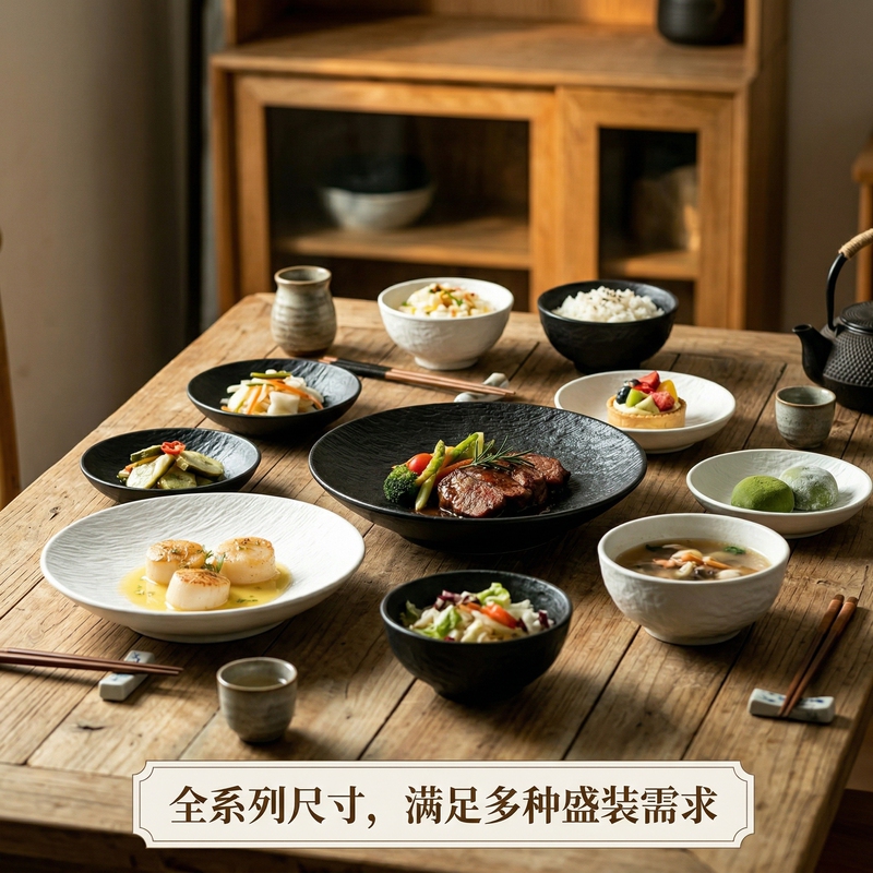 Underglaze Colored Japanese-Style Dinner Plates, Light Luxury Western-Style Plates, Particularly Beautiful Deep Plates, Ceramic Dishes, High-End Feel