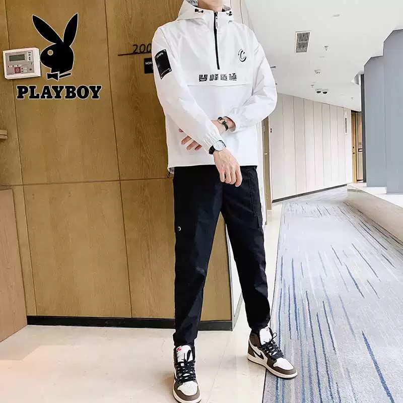Playboy 2020 mùa thu nam xu hướng thời trang mới áo len trùm đầu phù hợp với áo hai dây phong cách giản dị - Bộ đồ
