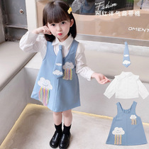 Tide brand girl Autumn suit 2021 Spring and Autumn new foreign style childrens clothing female treasure Net red small and medium children two sets