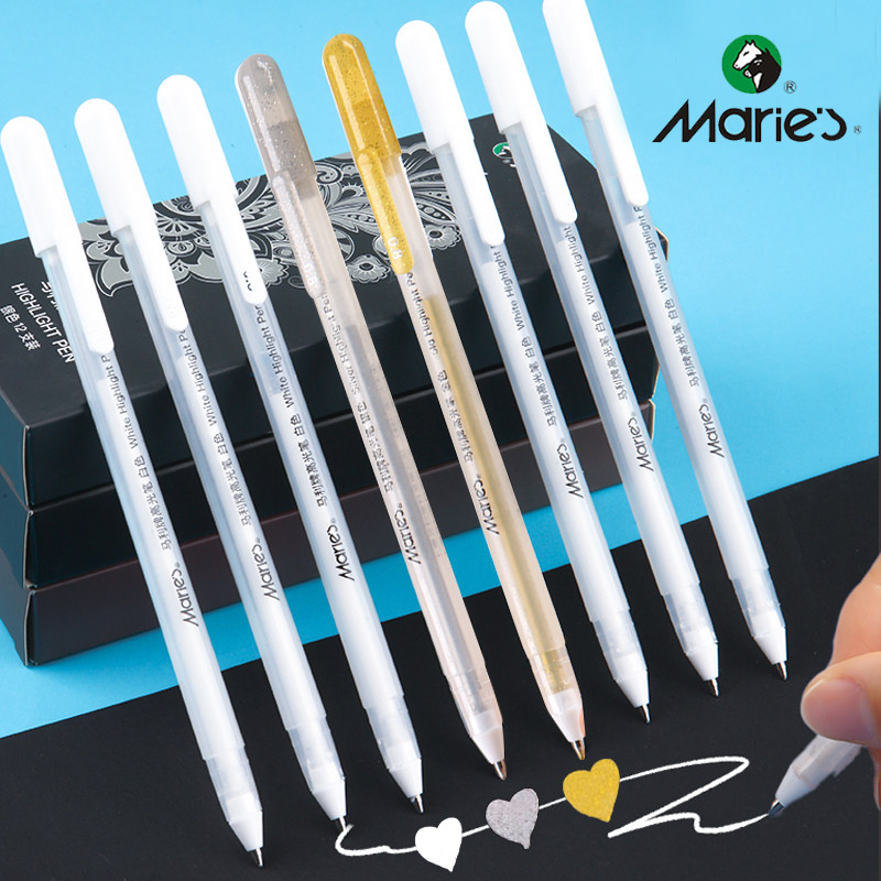 Marley white highlight pen art painting highlight brighten white pen hand-painted comics gold and silver white graffiti hook line pen