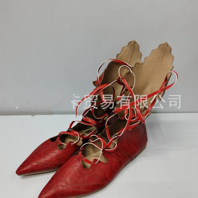 Independent Foreign Trade European and American Style Large Size Retro Women's Flat Shoes European and American Style Personalized Lace-Up Pointed Toe Shoes