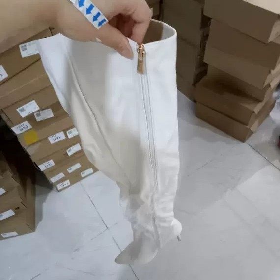 Independent Foreign Trade European and American Women's Colorful Long Boots, Sexy Full-Zip Stiletto Heels, Large Size Over-The-Knee Boots, Runway Boots