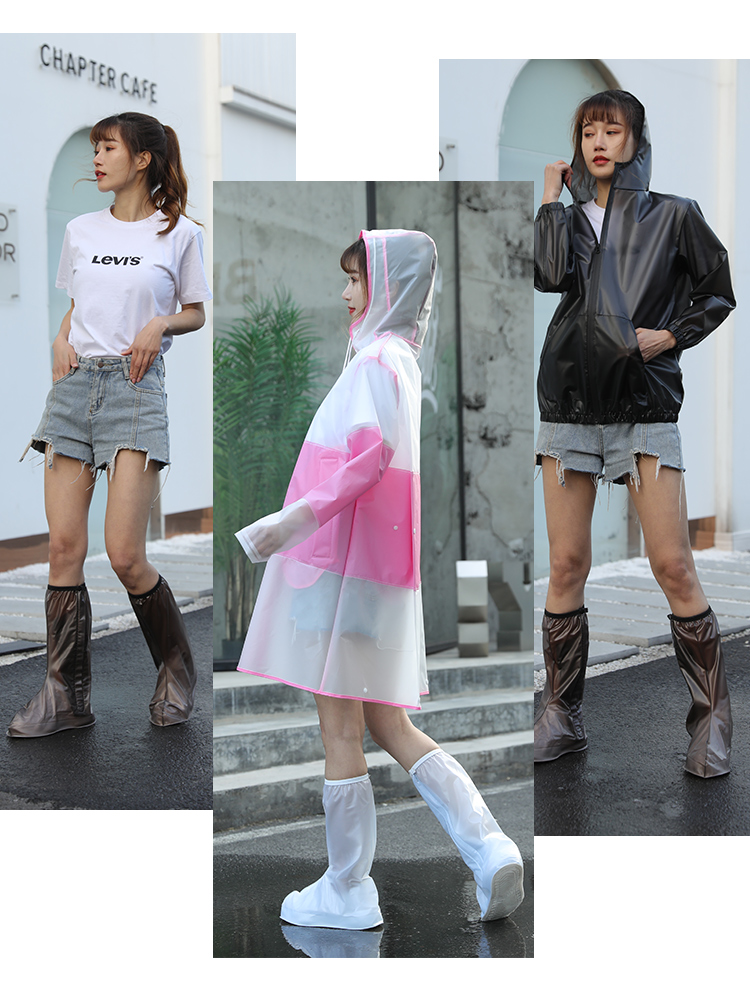 Shoe cover waterproof and non-slip men and women thickening wear-resistant summer rainy day foot cover children's high tube non-disposable rain shoe cover