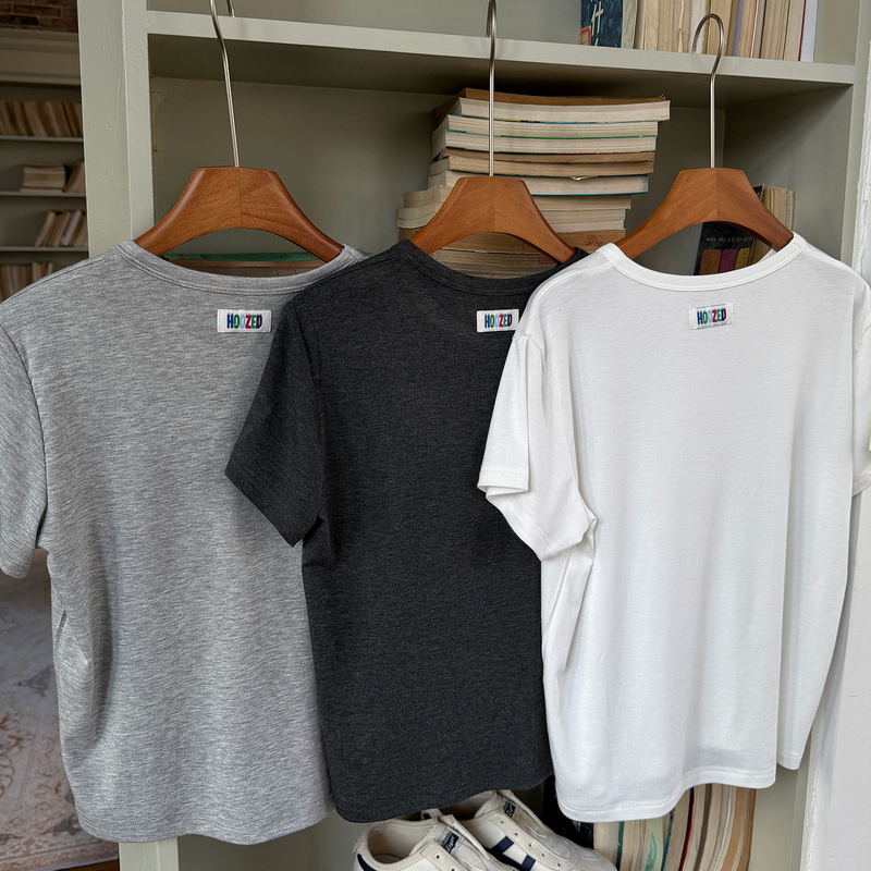 Hooze Pow 26Ss Summer Three-Color Bamboo Fiber Is Lighter Than Cotton, More Skin-Friendly, Moisture-Wicking, Comfortable and Versatile Short-Sleeved Shirt