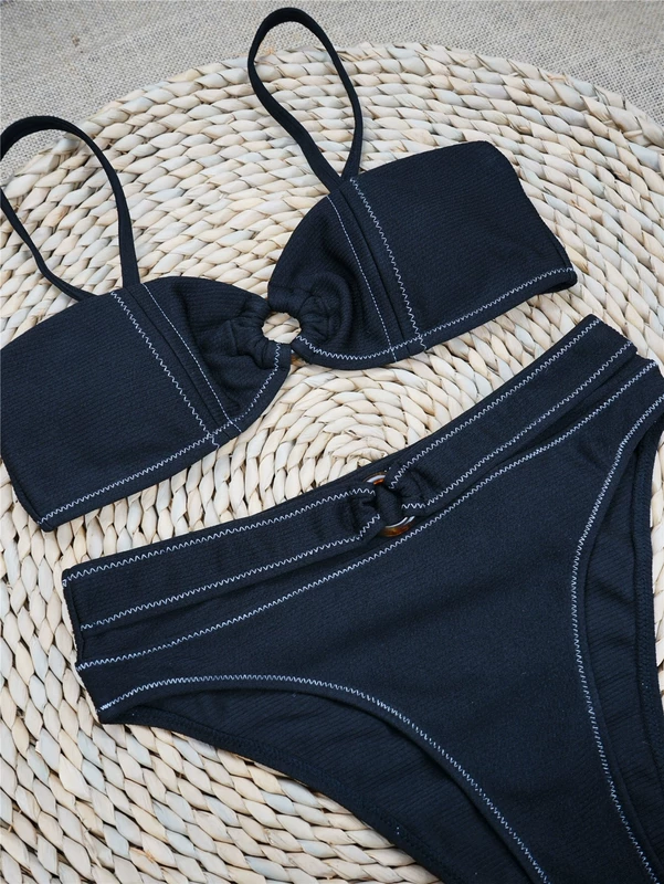 Bộ bikini mới 2020 Áo tắm Âu Mỹ sexy dải vải vòng kim tuyến khâu tinh tế bộ bikini nữ đi biển - Bikinis