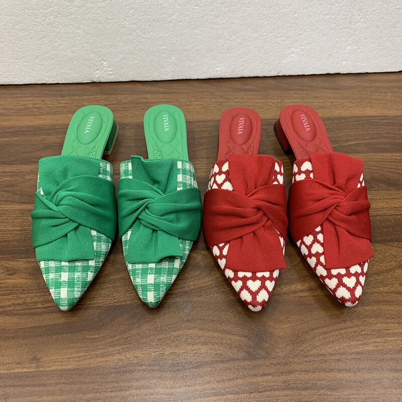 Summer New Large Size Women's Shoes 34.5-42.5 Pointed Toe Flat Mules Export Closed-Toe Outdoor Flat Women's Slippers