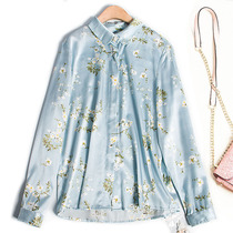 Light luxury big name high-end counter exports to Europe and the United States Foreign trade original single cut standard tail goods remaining single brand mulberry silk shirt women