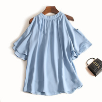 Elegant personality Simple and soft skin-friendly professional age-reducing strapless temperament Wild meat off-the-shoulder chiffon top womens clothing