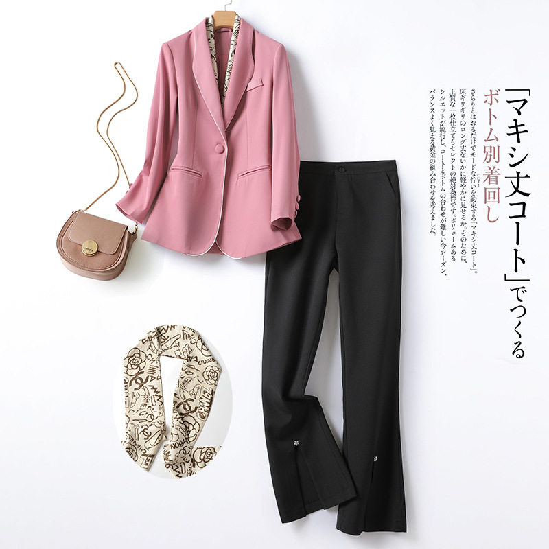 Foreign trade export French original single female YU single cut standard outside single tail single tail goods cattle fashion suit flared pants suit