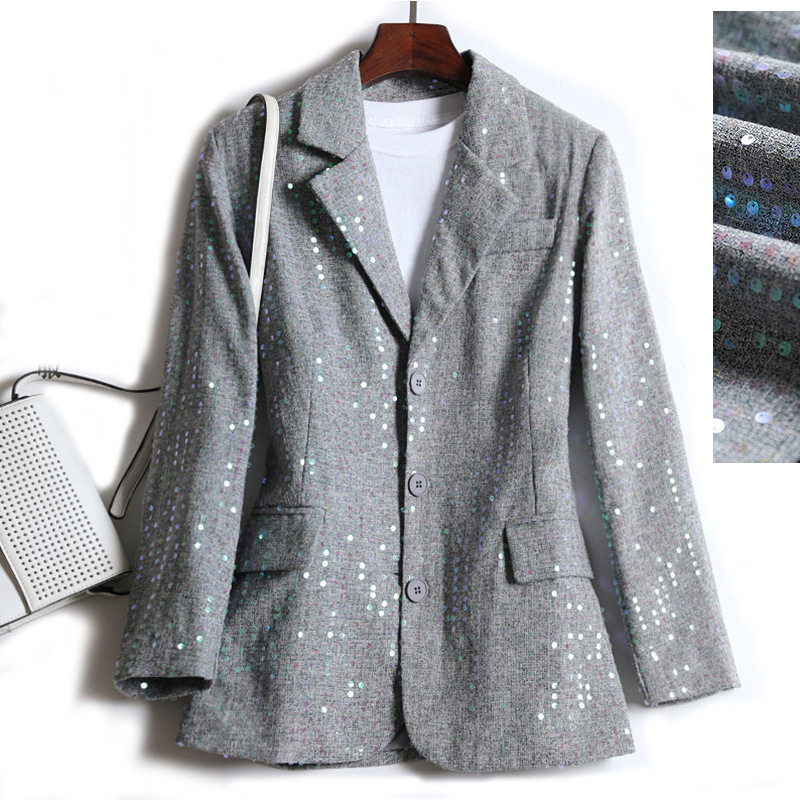 Japan Outlet Foreign Trade Women Dress Big Card Cut Mark Original Single and American Withdrawal Case Bull Cargo Tail single bright sheet Decorative Suit Jacket