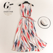 Light luxury high-end counter foreign trade original single cut standard tail goods export European and American brands new Chiffon loose dress summer