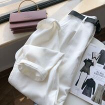 Italian Big Brands Foreign Trade Womens Clothing Mall cut Bull Cargo Tailback Single Tailstock Withdrawal Cabinet Washed Denim Broadlegged Kharen Pants