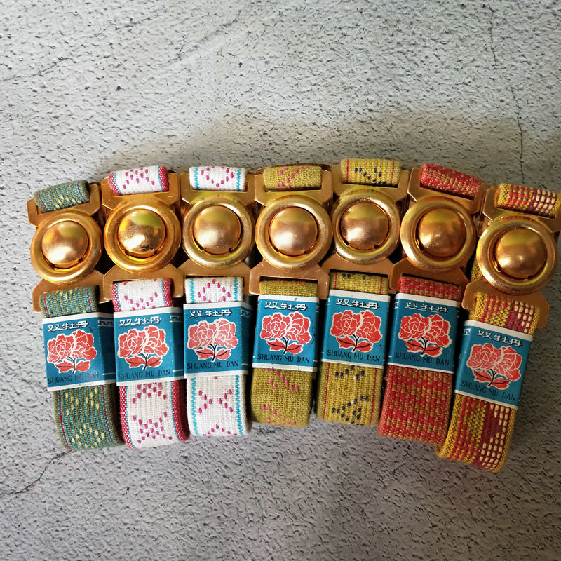 Nostalgic old stock 1987's canvas belt aluminum buckle 2.5 cm wide aluminum buckle head oxidized