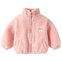 Girls coat autumn and winter 2024 new style Western style quilted plus velvet winter clothing baby wool sweater winter childrens cotton coat