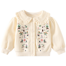 Girls coats spring clothes 2024 new fashionable baby long-sleeved tops childrens clothes spring and autumn childrens princess clothes