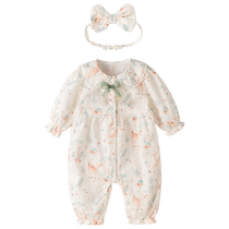 Baby clothes autumn clothes newborn baby girl jumpsuit one-piece suit for full moon and hundred days spring and autumn style princess outing clothes and rompers