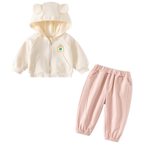 Girls suit spring dress 2024 new Yang baby coat childrens pants childrens clothes two pieces of spring and autumn