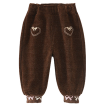 Girls pants autumn and winter 2024 new fashion baby plus velvet trousers childrens cotton pants childrens casual leggings