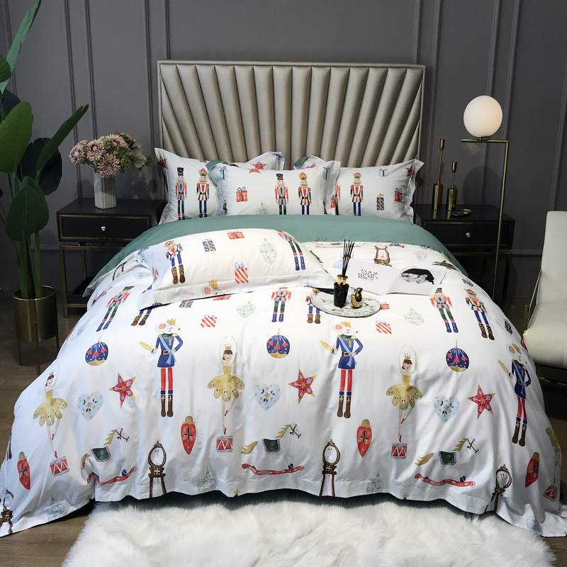 60 pcs pure cotton fresh and lovely four-piece cotton modern American light luxury style digital printing quilt cover bedding