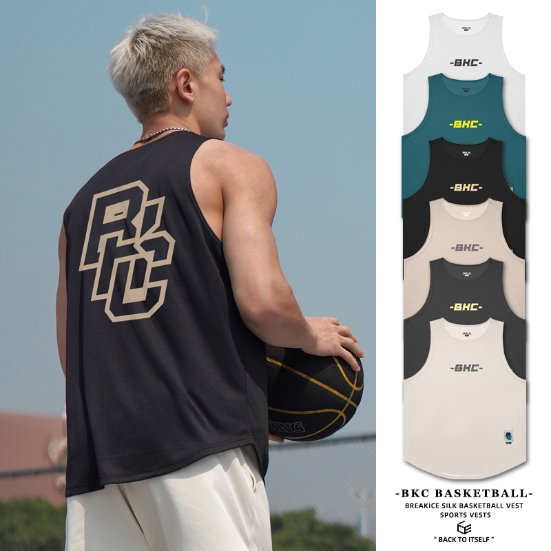 Ice-Breaking American Basketball Vest Men's Fitness Sleeveless T-Shirt Jersey Summer Quick-Drying Shooting Training Clothing Sports Top