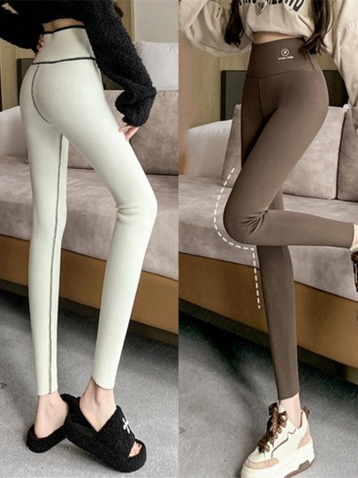 Lamb Wool Shark Pants for Women, Autumn and Winter 2025 New Style, Outerwear That Makes Legs Look Slim, Warm and Fleece-Lined Leggings