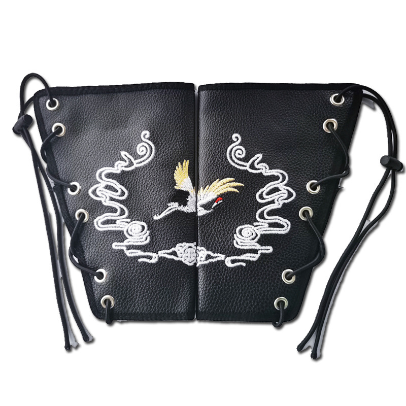 Leather embroidery wristband Hanfu accessories flying fish clothing accessories sleeve sleeves leather martial arts style antique costume leather wrist guard